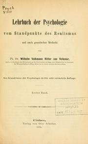 Front cover of Lehrbuch der Psychologie by Volkmann, Wilhelm Ritter von Volkmar
