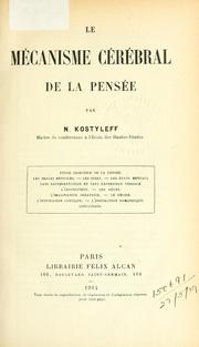 Front cover of Le mécanisme cérébral de la pensée by Nikolaĭ Nikolaevich Kostylev