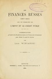 Front cover of Les finances russes (1867-1894) by Léon Winiarski