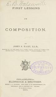 Cover of First lessons in composition by Hart, John S.