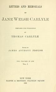 Cover of Letters and memorials of Jane Welsh Carlyle by Jane Welsh Carlyle