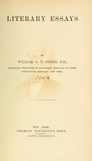 Front cover of Literary essays by Shedd, William Greenough Thayer
