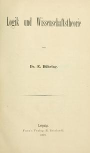 Front cover of Logik und Wissenschaftstheorie by Eugen Karl Dühring