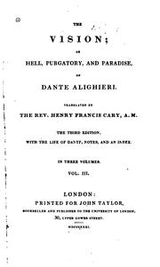 Cover of The Vision; Or, Hell, Purgatory and Paradise of Dante Alighieri by Dante Alighieri