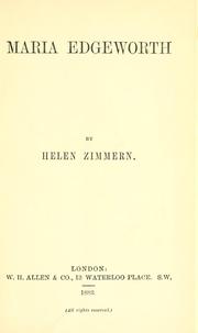 Front cover of Maria Edgeworth by Helen Zimmern