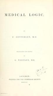Cover of Medical Logic by Friedrich Oesterlen