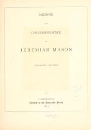 Front cover of Memoir and correspondence of Jeremiah Mason by Jeremiah Mason