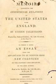 Cover of Memoir concerning the commercial relations of the United States with England by Charles Maurice de Talleyrand-Périgord