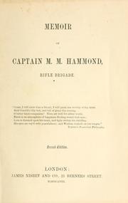 Front cover of Memoir of Captain M.M. Hammond, rifle brigade by Egerton Douglas Hammond