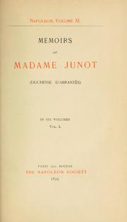 Front cover of Memoirs of Madame Junot (Duchesse D'Abrantès) by Laure Junot duchesse d'Abrantès
