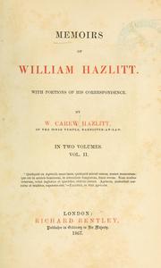 Cover of Memoirs of William Hazlitt by William Carew Hazlitt