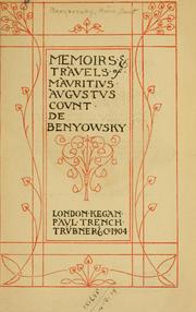 Front cover of Voyages et mémoires de Maurice-Auguste, Comte de Benyowsky by Benyowsky, Maurice Auguste comte de