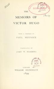Front cover of The Memoirs of Victor Hugo by Victor Hugo