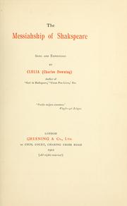 Cover of The Messiahship of Shakspeare by Downing, Charles.