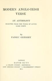 Cover of Modern Anglo-Irish verse by Gregory, Padric