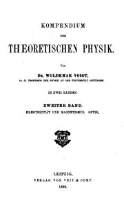 Cover of Kompendium der theoretischen Physik by Woldemar Voigt