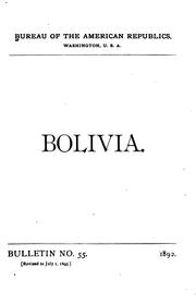 Front cover of Bolivia [a Handbook] by International Bureau of the American Republics