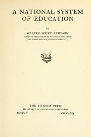 Cover of A national system of education by Walter S. Athearn