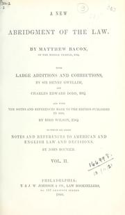 Front cover of A new abridgment of the law by Matthew Bacon