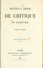 Front cover of Nouveaux essais de critique et d'histoire by Hippolyte Taine
