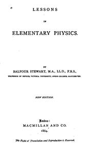 Cover of Lessons in Elementary Physics by Balfour Stewart