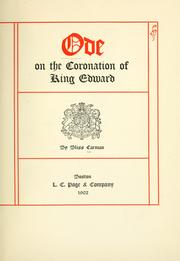 Front cover of Ode on the coronation of King Edward by Bliss Carman