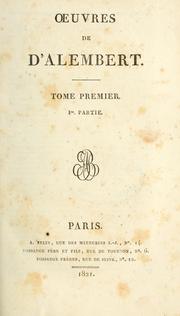 Front cover of Oeuvres de D'Alembert by Jean Le Rond d'Alembert