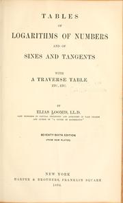 Cover of Tables of logarithms of numbers and of sines and tangents by Elias Loomis
