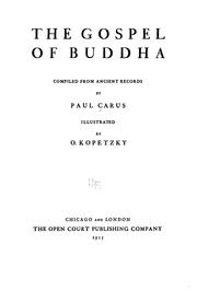 Front cover of Gospel of Buddha by Paul Carus