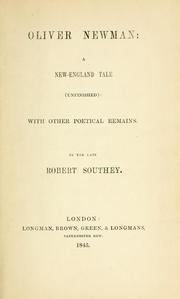Front cover of Oliver Newman: a New-England tale (unfinished) by Robert Southey