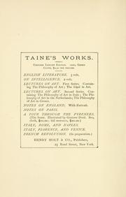 Cover of On intelligence by Hippolyte Taine