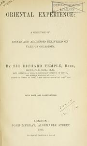 Cover of Oriental experience by Sir Richard Temple