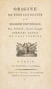 Front cover of Origine de tous les cultes by Charles François Dupuis