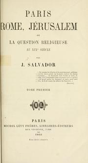 Front cover of Paris, Rome, Jérusalem by Joseph Salvador