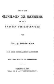 Cover of Über die Grundlagen der Erkenntnis in den exacten Wissenschaften by Paul Du Bois-Reymond