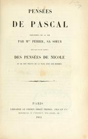 Cover of Pensées de Pascal, précédées de sa vie by Blaise Pascal