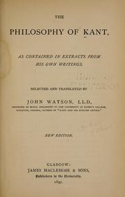 Cover of The philosophy of Kant by Immanuel Kant