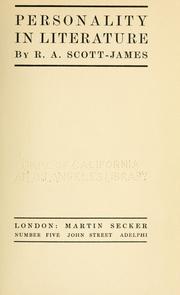 Front cover of Personality in literature by Scott-James, R. A.