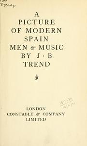 Front cover of A picture of modern Spain - by John Brande Trend