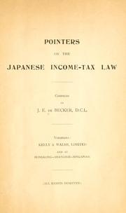 Front cover of Pointers on the Japanese income-tax law by J. E. De Becker