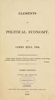 Front cover of Elements of political economy by James Mill