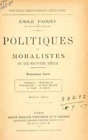 Front cover of Politiques et moralistes du dix-neuvième siècle by Émile Faguet