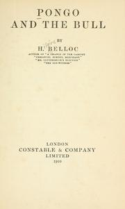Front cover of Pongo and the bull / by H. Belloc by Hilaire Belloc