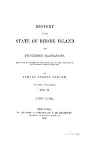 Cover of History of the State of Rhode Island and Providence Plantations by Samuel Greene Arnold