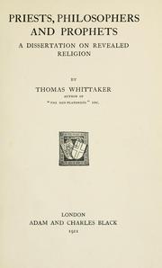 Front cover of Priests, philosophers and prophets by Thomas Whittaker