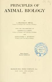 Front cover of Principles of animal biology by A. Franklin Shull