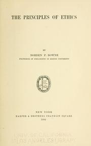 Cover of The principles of ethics by Borden Parker Bowne