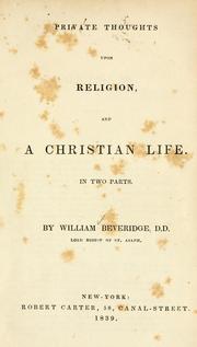 Cover of Private thoughts by William Beveridge