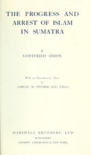 Front cover of The progress and arrest of Islam in Sumatra by Gottfried Simon