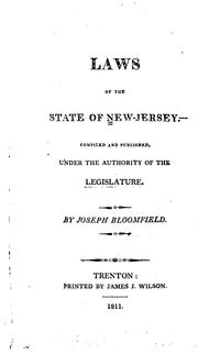 Front cover of Laws of the State of New Jersey by New Jersey